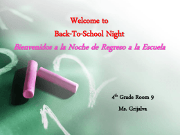Back-To-School Night Bienvenidos a la Noche de Regreso a la