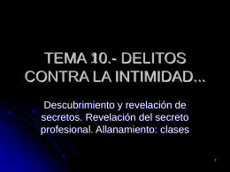 TEMA 10.- DELITOS CONTRA LA INTIMIDAD