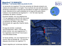 Magnitud 7.8 VANUATU Miércoles, 7 de Octubre 2009 a las