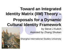 Proposals for a Dynamic Cultural Identity Framework -