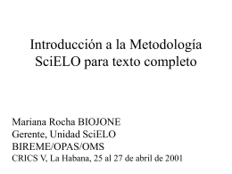 Introducción a la Metodología SciELO para texto completo