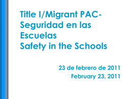 Title I/Migrant PAC-Safety in the Schools