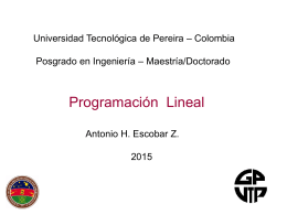 Programación Lineal - parte 2 - Universidad Tecnológica de Pereira