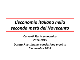 L`economia italiana nella seconda metà del Novecento