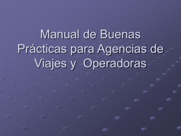 Manual de Buenas Prácticas para Agencias de Viajes y Operadoras