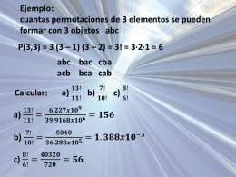 Ejemplo: cuantas permutaciones de 3 elementos se pueden formar