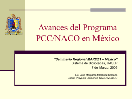 Avances del Programa PCC/NACO en México