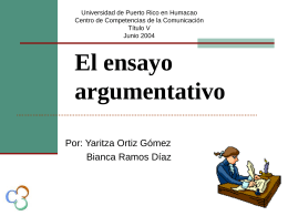 Ensayo argumentativo - Universidad de Puerto Rico Humacao