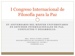 I Congreso Internacional de Filosofía para la Paz