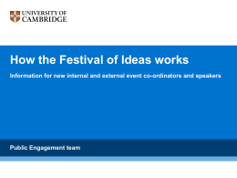 How the festival works - Festival of Ideas