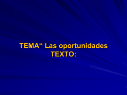 TEMA“ Las oportunidades" - Iglesia Vida con Proposito