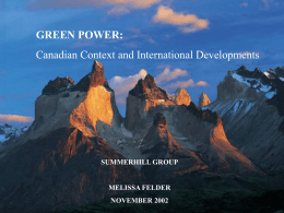 Green Power: Canadian Context and International Developments