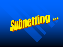 Subnetting - UBV 2006