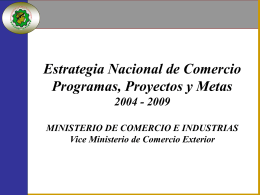 Estrategia Nacional de Comercio Programas, Proyectos y