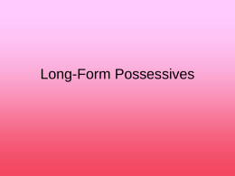 Long-Form Possessives - Gordon State College