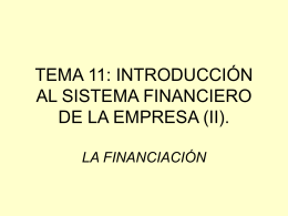 Introducción al sistema financiero de la empresa II