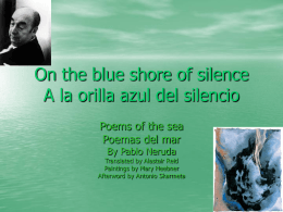 On the blue shore of silence A la orilla azul del silencio