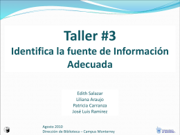 Taller #3 Identifica la fuente de Información Adecuada