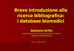 Breve introduzione alla ricerca bibliografica: i database biomedici