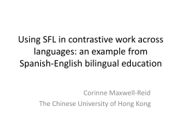 Using SFL in contrastive work across languages: an example from