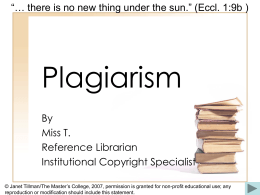 Plagiarism - The Masters College
