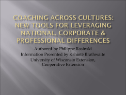Coaching Across Cultures - University of Wisconsin