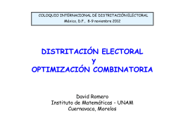 Distritación Electoral y optimización combinatoria