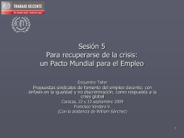 Para recuperarse de la crisis: un Pacto Mundial para el Empleo (PME)
