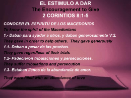EL ESTIMULO A DAR 2 CORINTIOS 8:1-5
