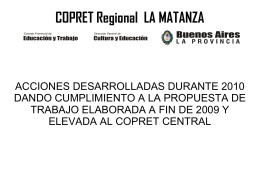 Resumen de acciones 2010 - Copret Regional La Matanza