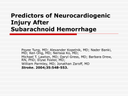 Predictors of Neurocardiogenic Injury After
