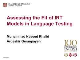 Assessing the Fit of IRT Models in Language Testing