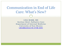 Communication in End of Life Care