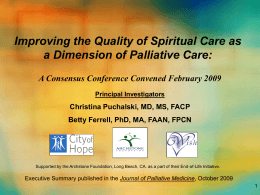 Improving the Quality of Spiritual Care as a Dimension of Palliative