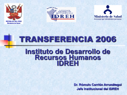 IDREH - Ministerio de Salud