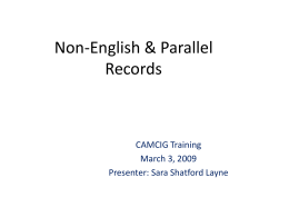 Non-English & Parallel Records