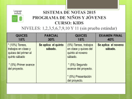 Porcentaje de notas programa de niños y jóvenes 2015.