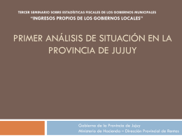 Primer análisis de situación en la Provincia de Jujuy