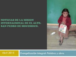 Noticias de la misión internacional del Alto (Bolivia) abril 2015