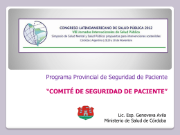 "Experiencia Comité de Seguridad de Pacientes".