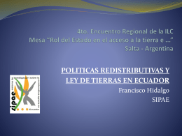 Políticas redistributivas y Ley de Tierras en Ecuador-Hidalgo