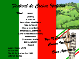 Festival de Cocina Italiana - Intra-UNAB