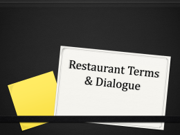 Restaurant Terms & Dialogue