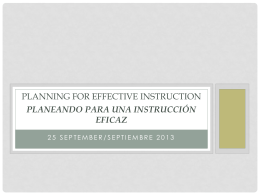Planning for Effective Instruction Planeando para