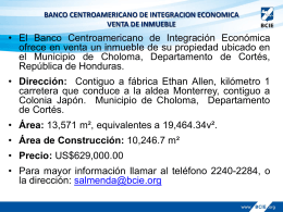 Área - Banco Centroamericano de Integración Económica