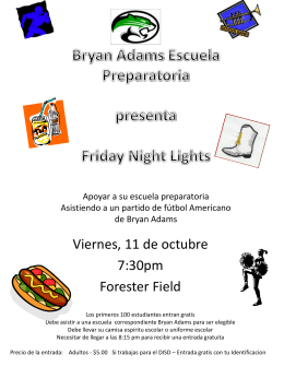 Bryan Adams Escuela Preparatoria presenta Friday Night Lights