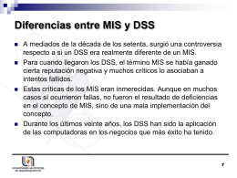 Diferencias entre MIS y DSS - Depto. Sistemas de Información