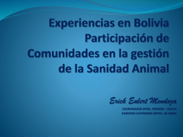 Experiencias en Bolivia Participación de Comunidades