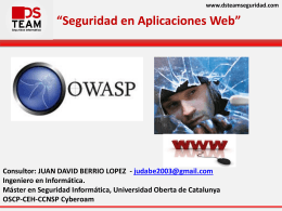 www.dsteamseguridad.com “Seguridad en Aplicaciones Web”