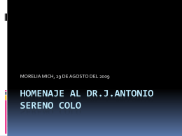 HOMENAJE AL DR.J.ANTONIO SERENO COLO